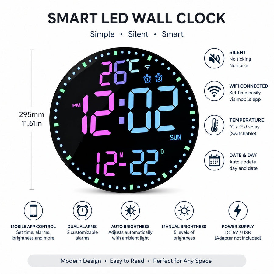 Neon Pulse Smart RGB Multifunctional Wall Clock - Image 6