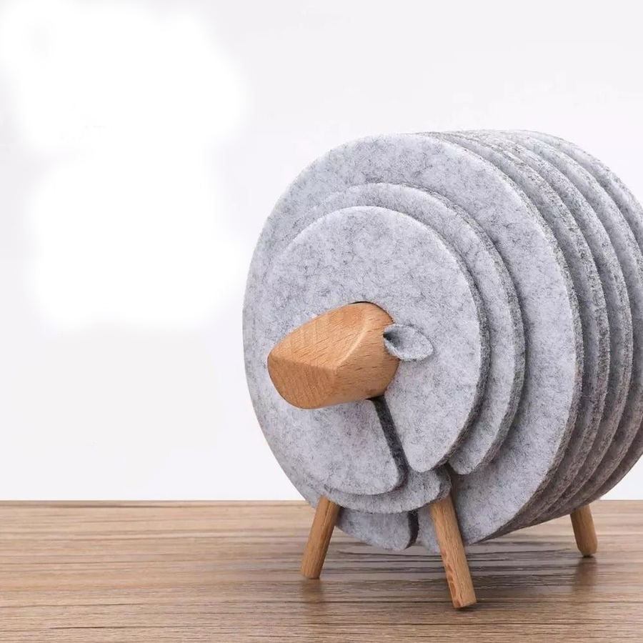 Insulated Non-Slip Sheep Coaster Set - Image 0
