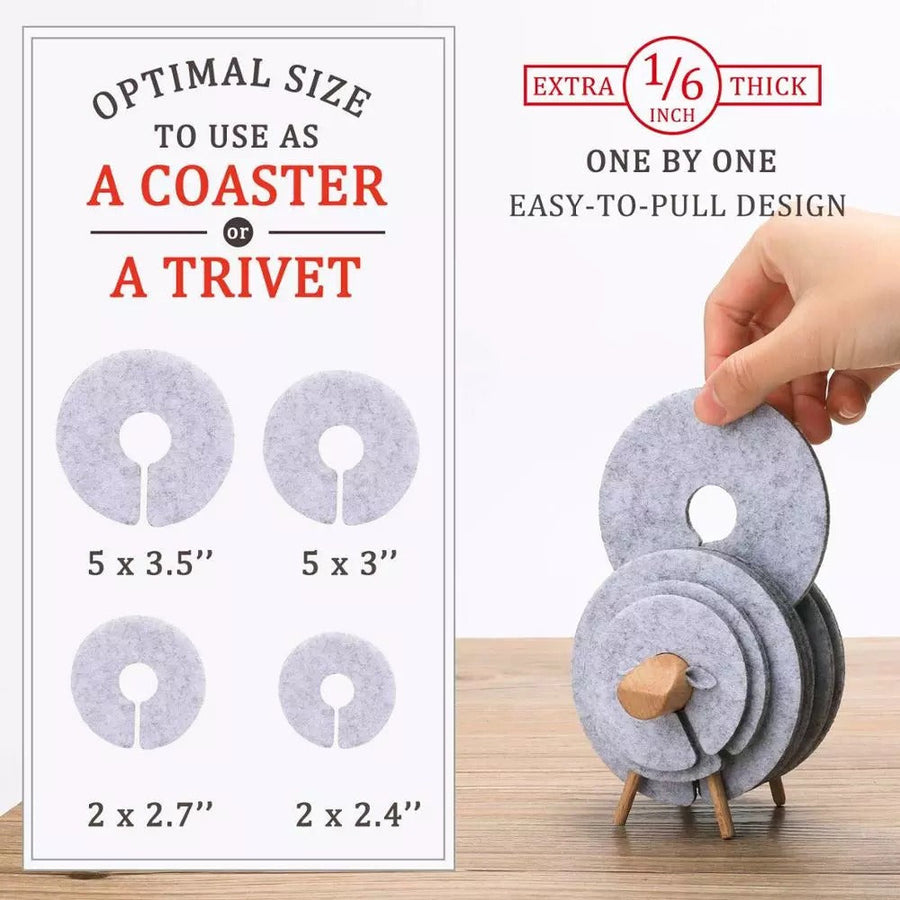 Insulated Non-Slip Sheep Coaster Set - Image 2