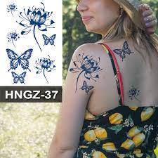 Butterfly Flower Lotus Semi-Permanent Temporary Tattoo