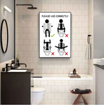 Funny Canvas Bathroom Warning Sign Poster