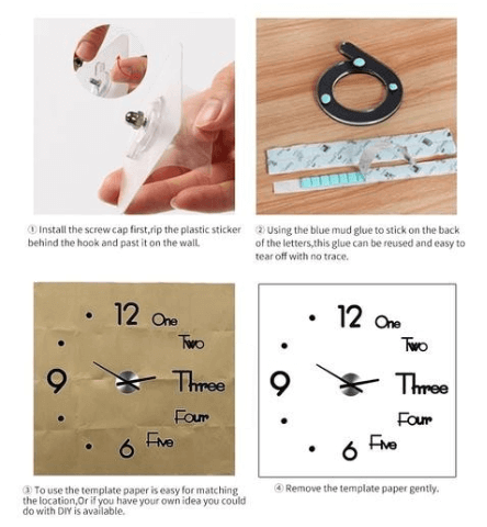 3D Large DIY Modern Number Wall Clock