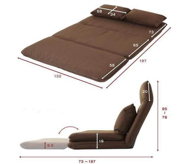 Modern Japanese Style Floor Legless Floor Futon Sofa