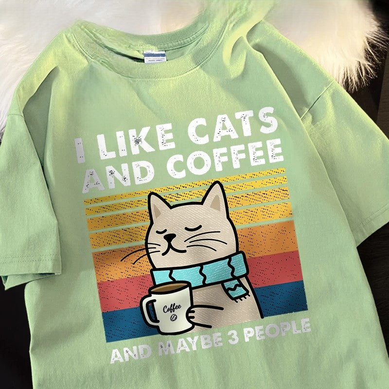 I Like Cats And Coffee And Maybe 3 People Funny T-Shirt - Image 8
