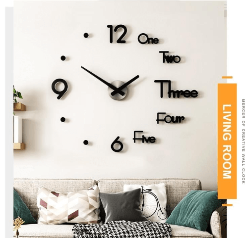 3D Large DIY Modern Number Wall Clock - Image 1