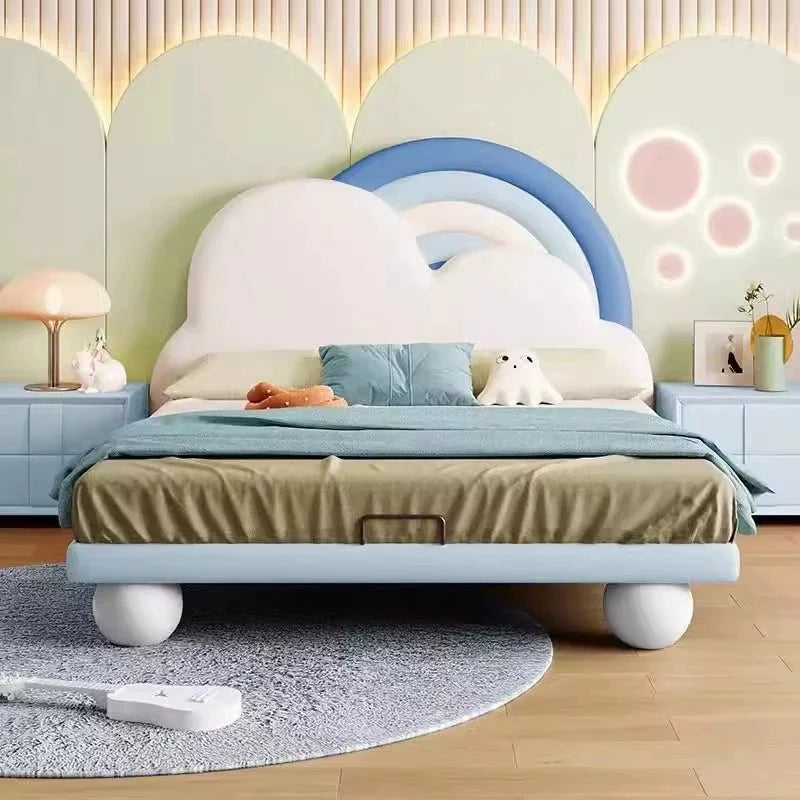 Sky Cloud Glow Soft Frame Rainbow Kids Bed - Image 2