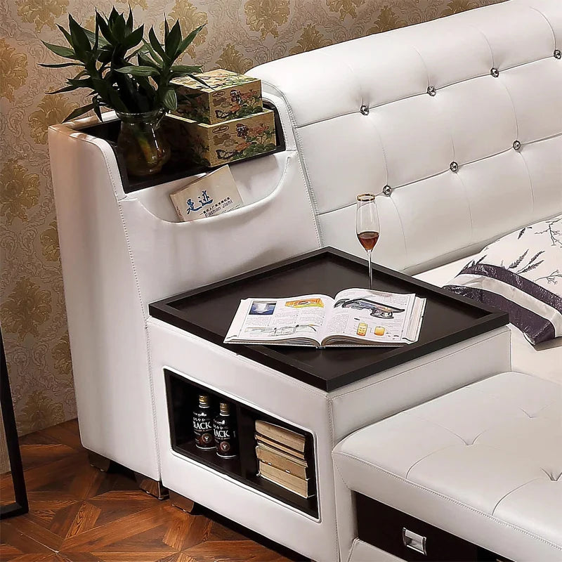 Space Pop Storage Built-in Ottoman Leather Bed - Image 2