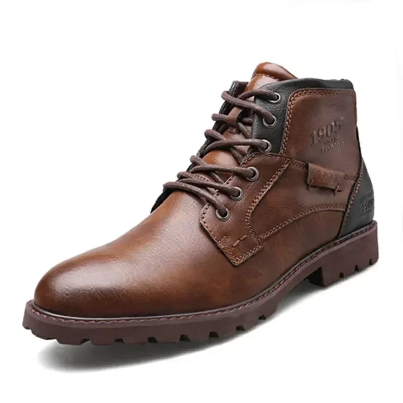 Fashion High-Cut Lace-up Vintage Style Men Winter Boots - Image 5