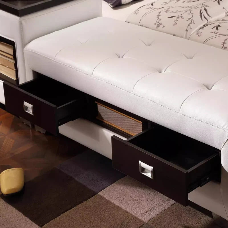 Space Pop Storage Built-in Ottoman Leather Bed - Image 3