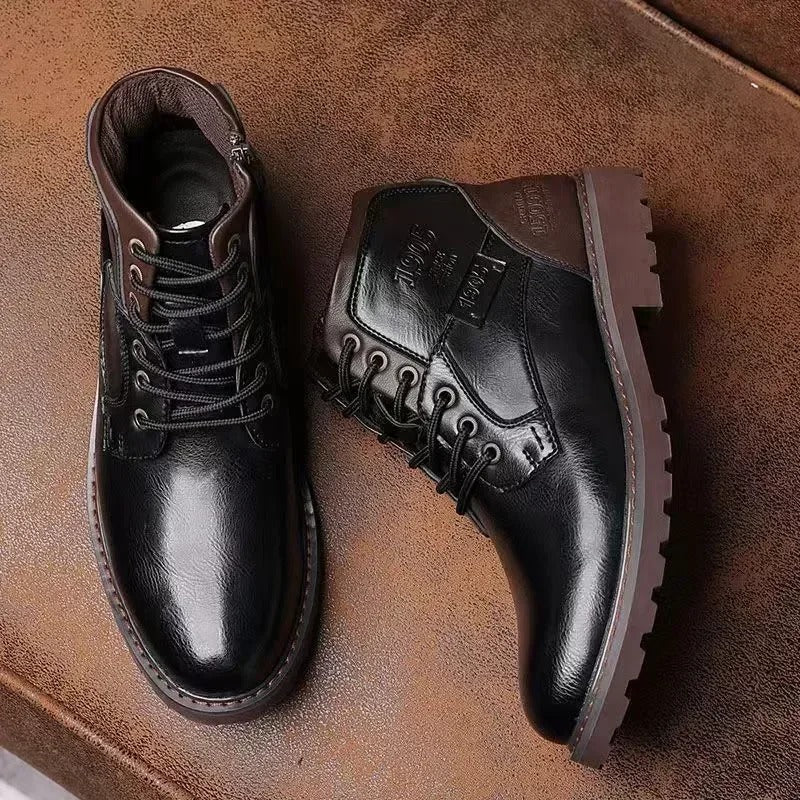 Fashion High-Cut Lace-up Vintage Style Men Winter Boots - Image 1