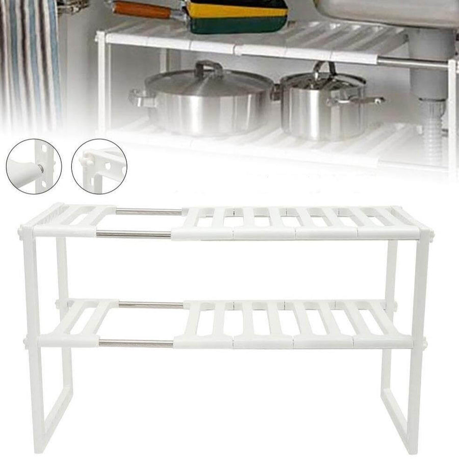 Adjustable Double Layer Kitchen Dish Storage Rack - Image 0