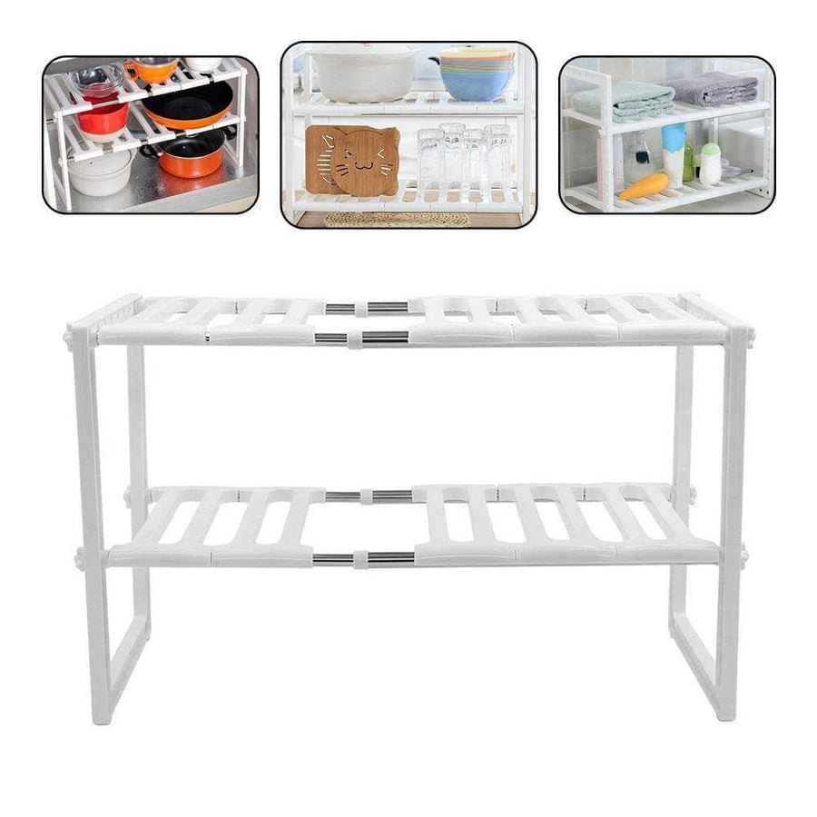 Adjustable Double Layer Kitchen Dish Storage Rack - Image 9