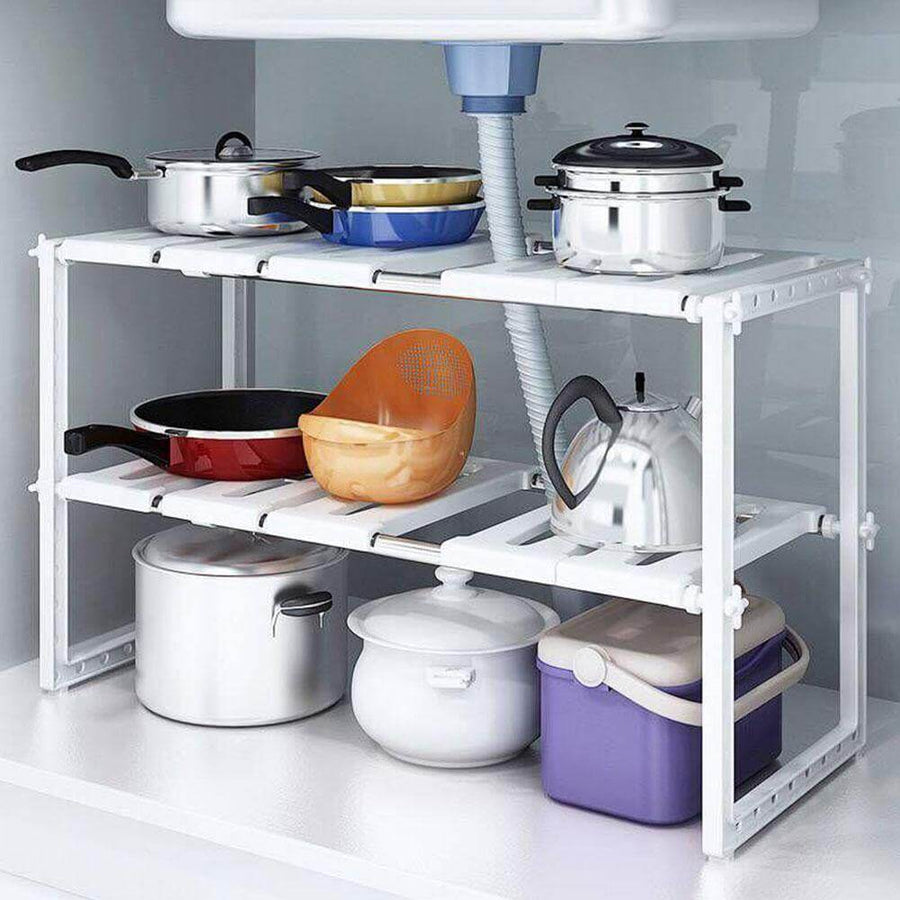 Adjustable Double Layer Kitchen Dish Storage Rack - Image 1