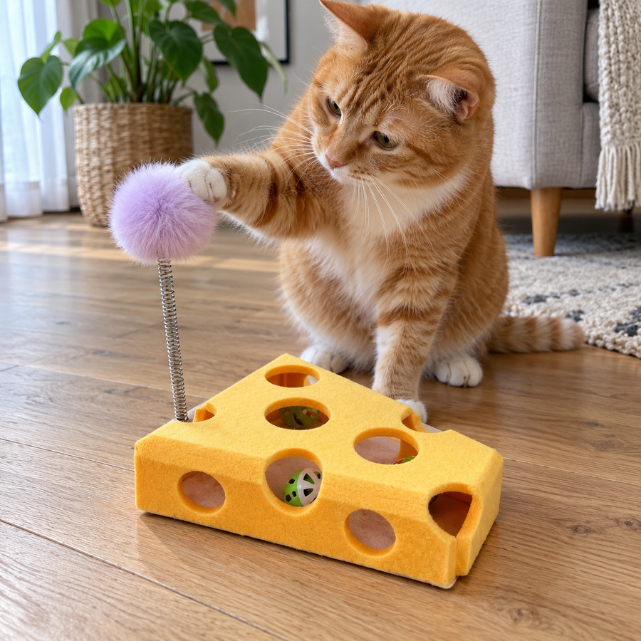 Cheese toy in use