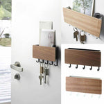 Modern Wood Wall Organizer with Hooks