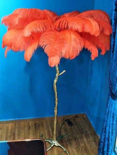 Icelandic Ostrich Feather Tree Lamp