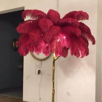 Icelandic Ostrich Feather Tree Lamp