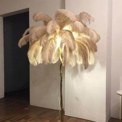 Icelandic Ostrich Feather Tree Lamp