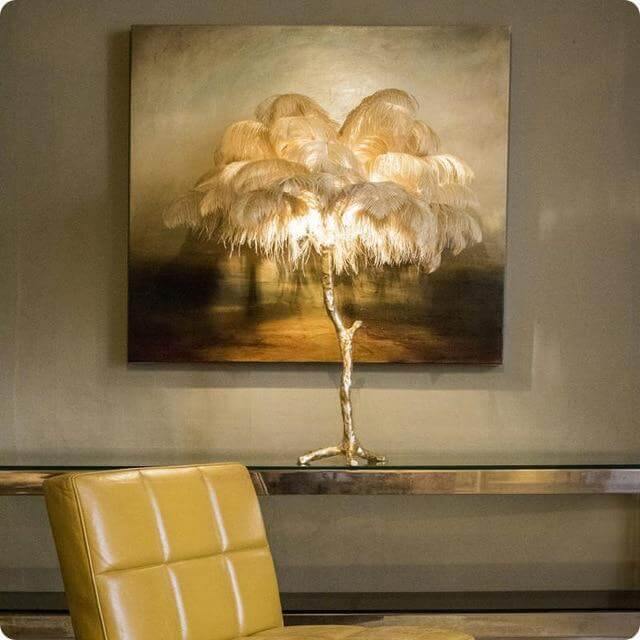 Icelandic Ostrich Feather Tree Lamp - Image 0
