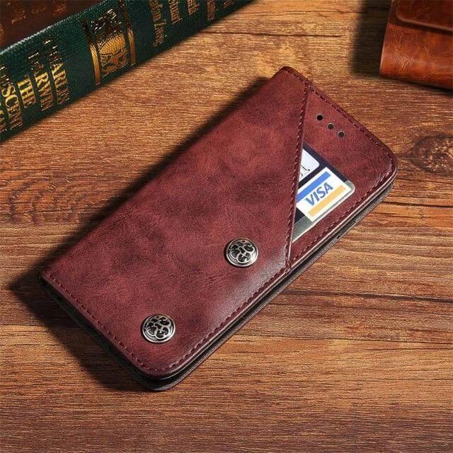 Retro Handmade Wallet Case for iPhone - Image 1