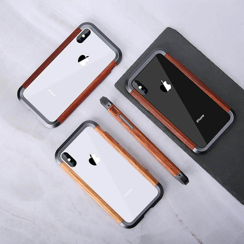 Real Wood Aluminum Metal Bumper Case For iPhone - Image 0