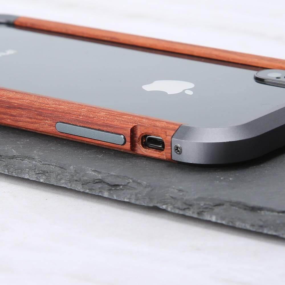 Real Wood Aluminum Metal Bumper Case For iPhone - MaviGadget