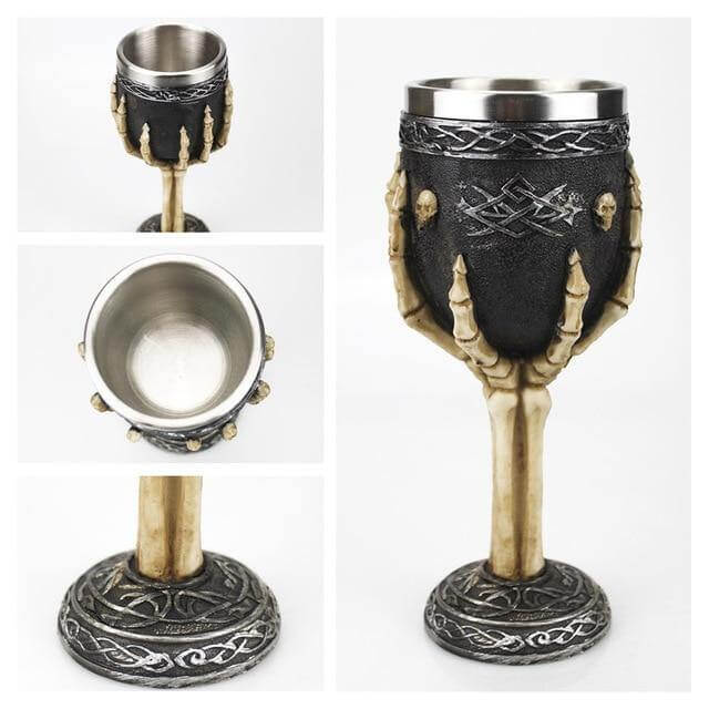 Stainless Steel Skull Gothic Goblet Cocktail Glass