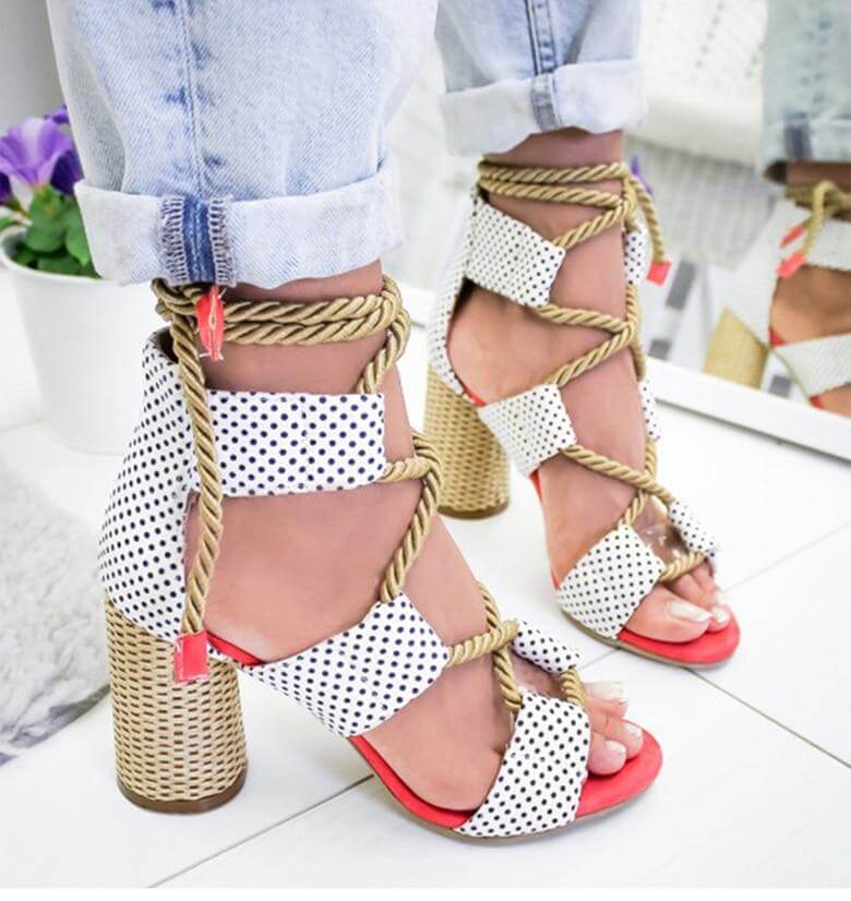 Lace Up Colorful Gladiator Sandals