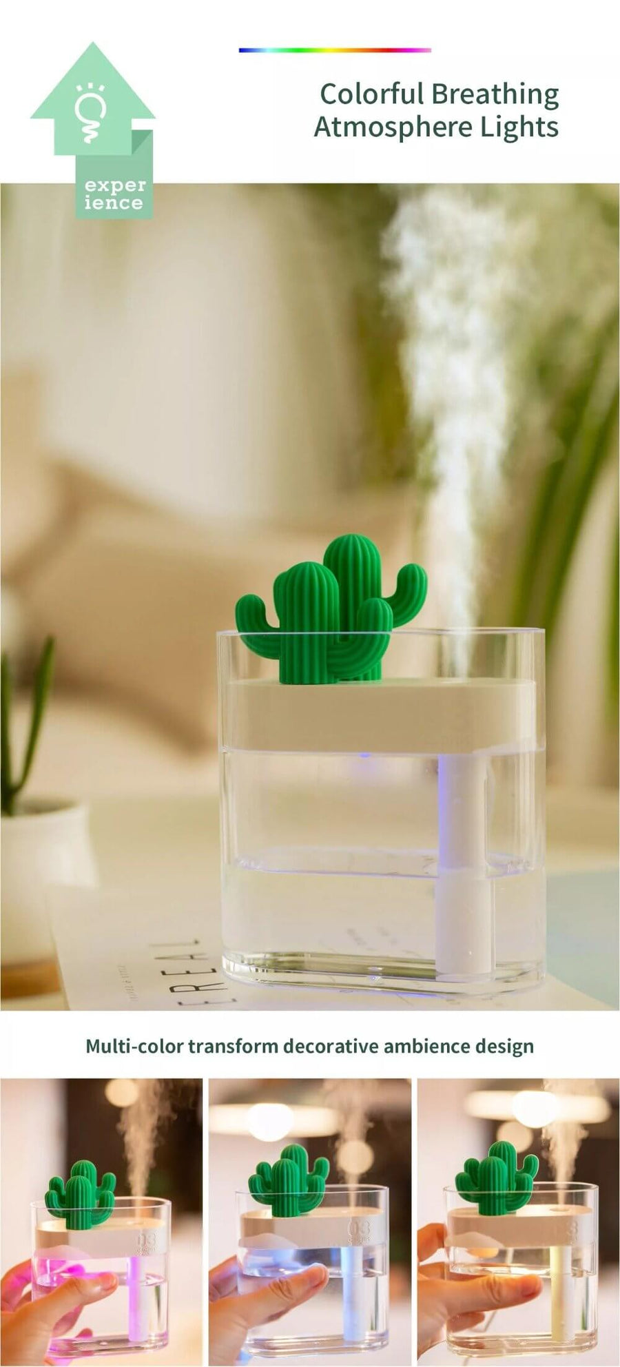 Ultrasonic Cactus Air Humidifier - Image 1