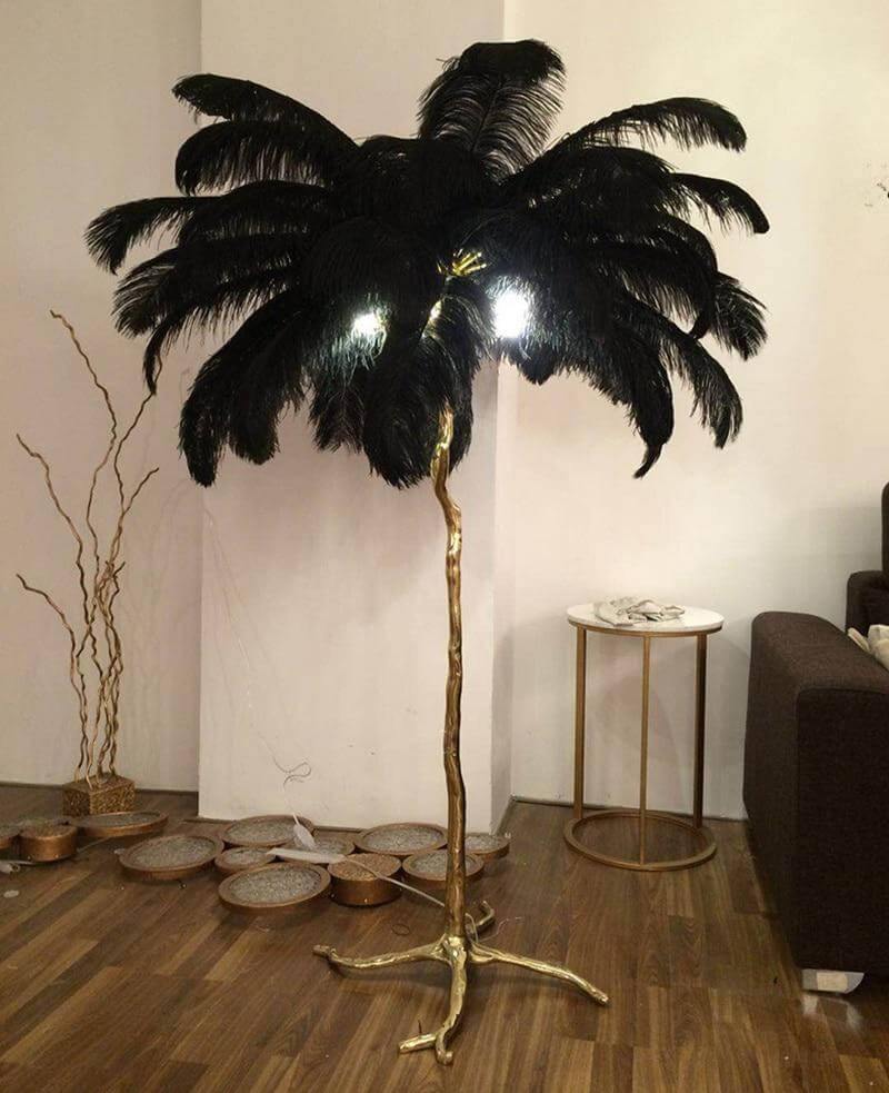 Icelandic Ostrich Feather Tree Lamp