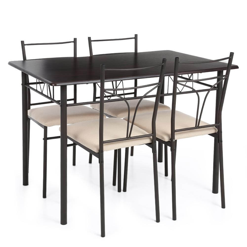 5PCS Modern Metal Frame Kitchen Table with Chairs