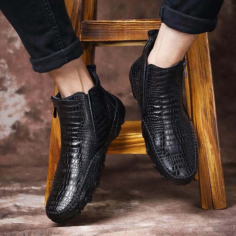 Leather Vintage Outdoor Fur Winter Ankle Boots - Image 5