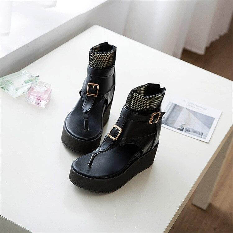 Leather Gladiator Platform Sandals - Image 9