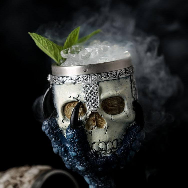 Stainless Steel Skull Gothic Goblet Cocktail Glass