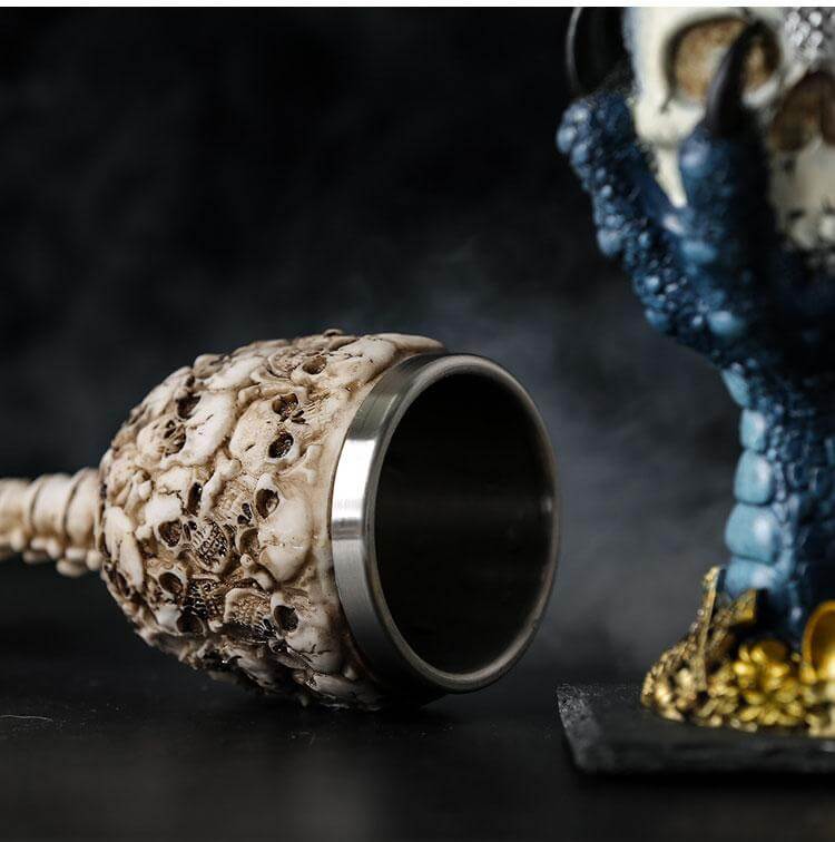 Stainless Steel Skull Gothic Goblet Cocktail Glass