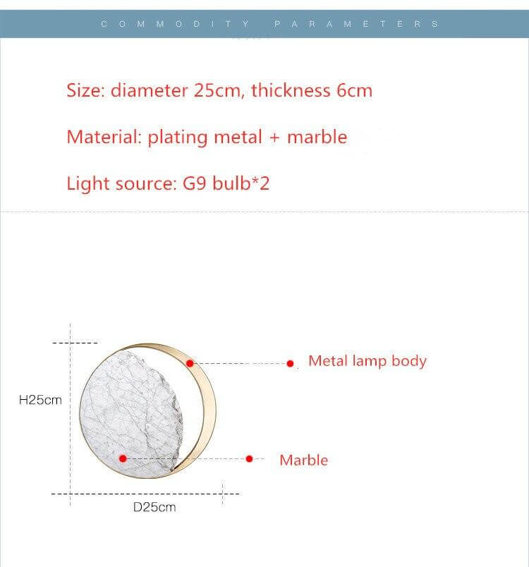 Waning Gibbous Moon Led Marble Wall Lamp - Image 10