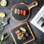 Wooden Slate Round Snack Food Plate