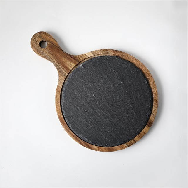 Wooden Slate Round Snack Food Plate - Image 14