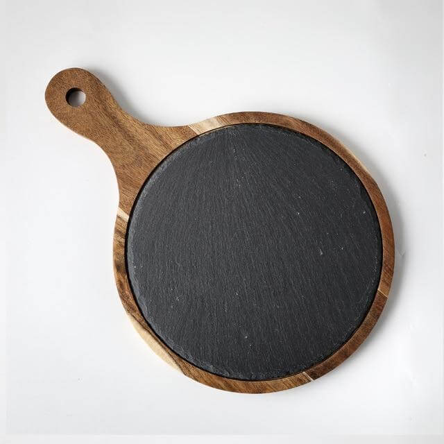 Wooden Slate Round Snack Food Plate - Image 13