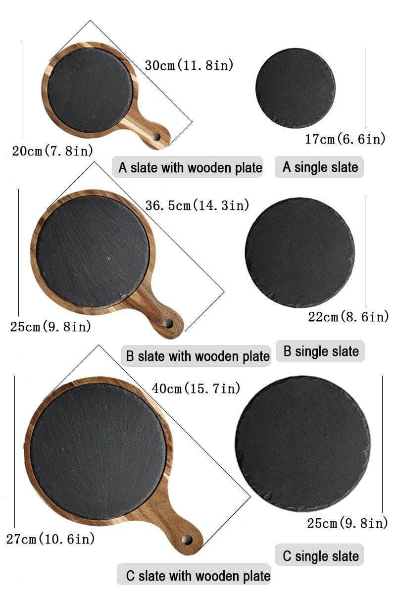 Wooden Slate Round Snack Food Plate