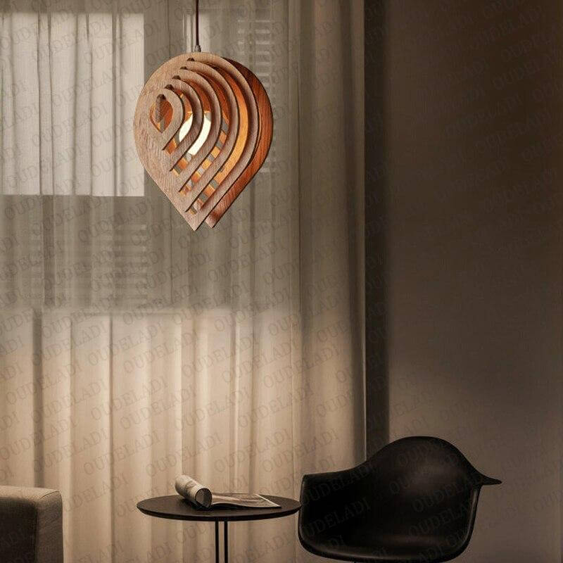 Wooden Water Drop Shaped Pendant Light - Image 2