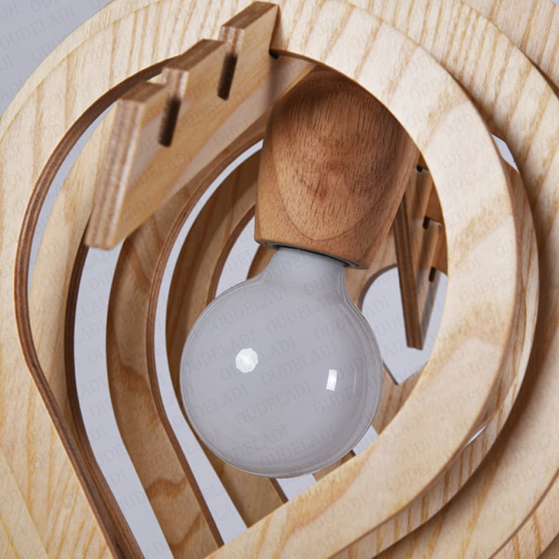 Wooden Water Drop Shaped Pendant Light - Image 3