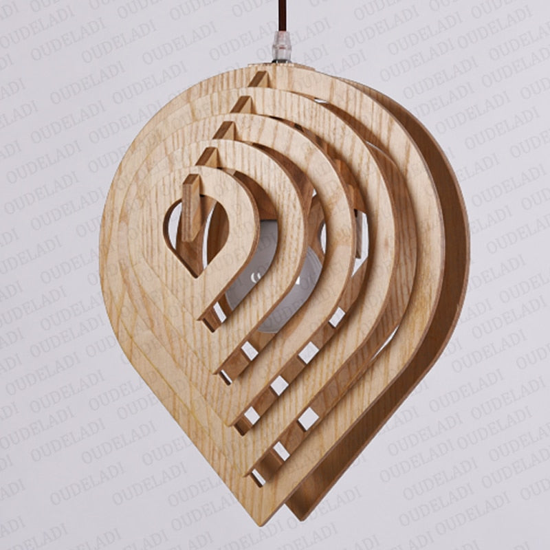 Wooden Water Drop Shaped Pendant Light - Image 4