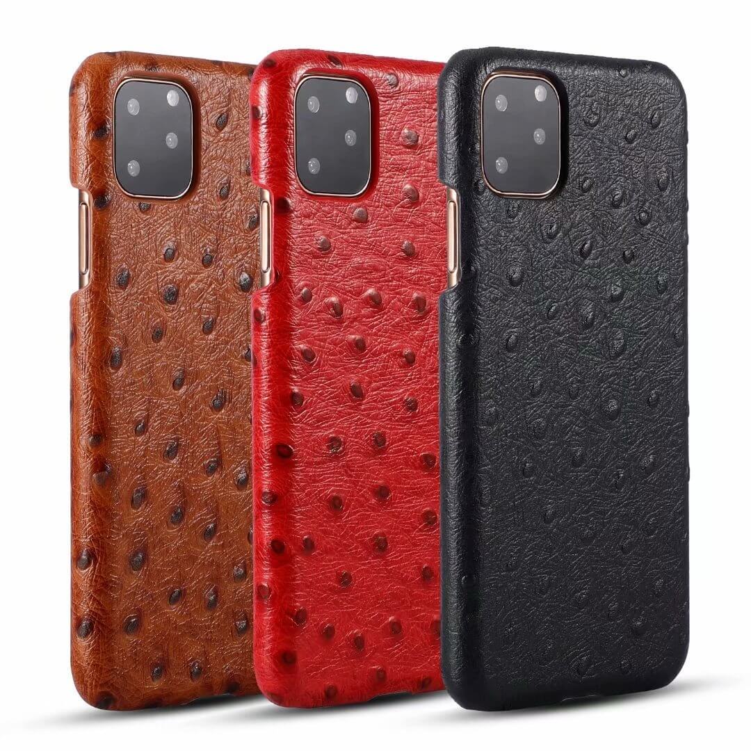 Genuine Leather Ostrich Pattern iPhone Case