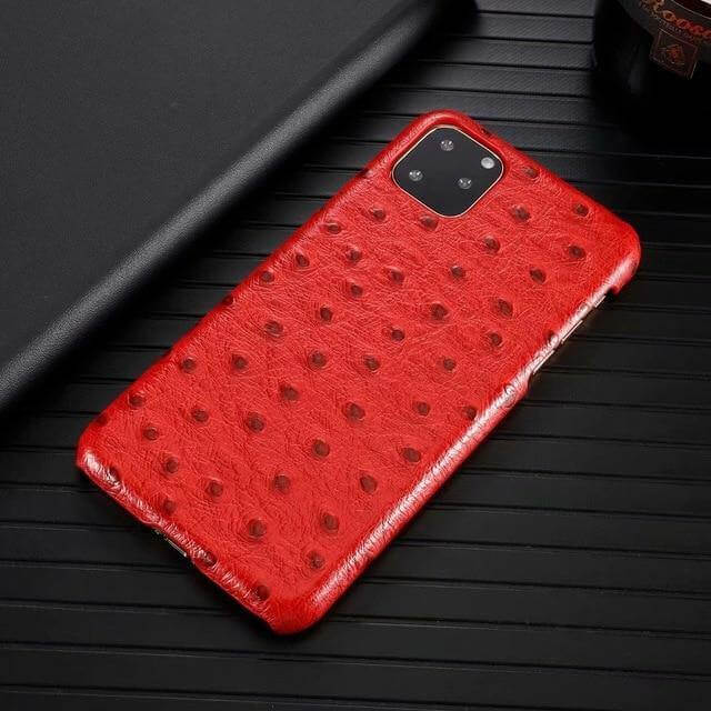 Genuine Leather Ostrich Pattern iPhone Case - Image 4