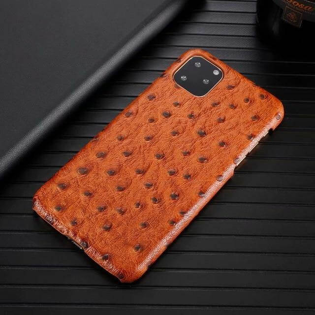 Genuine Leather Ostrich Pattern iPhone Case - Image 1