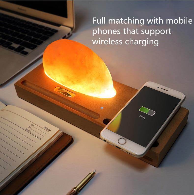 Sunrise Scene Himalayan Salt Led Lamp with Wireless Charger - Image 3