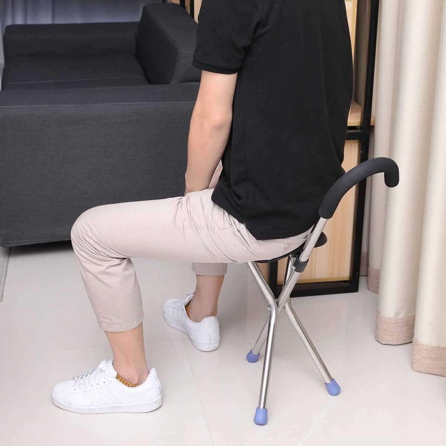2 In 1 Portable Lightweight Walking Stick With Chair - Image 3