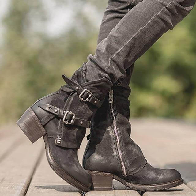 Punk Style Vintage Ankle Boots - Image 1