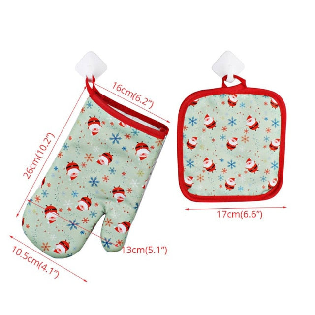 Heat Resistant Christmas Oven Mitts